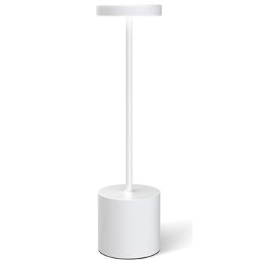 Imagem de Abajur Luminária de Mesa Touch LED Recarregável Dimerizavel com 3 Níveis de Luz Portátil Sem Fio - Ideal para Escritório, Quarto, Trabalho, Leitura, Estudo (Branco)