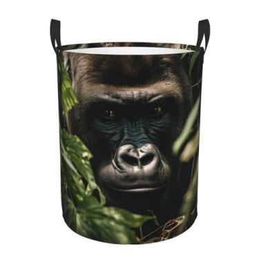 Imagem de Gorilla Cesta de lavanderia com paisagem dobrável à prova d'água cesto de armazenamento de roupas com alças pano oxford organizador de brinquedos cesta para banheiro, lavanderia, quarto, médio