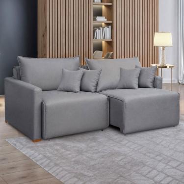 Imagem de Sofá Cama 3 Lugares Júlia Retrátil e Reclinável Linho/Cinza - Celflex