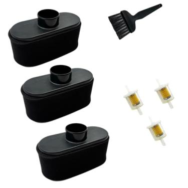 Imagem de Ninayu 3 filtros de ar 11013-7047 com pré-filtro + 3 filtros de combustível + 6 braçadeiras de mangueira para motor Kk FR651V FR691V FR730V filtro de ar de trator