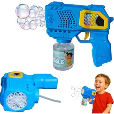 Imagem de Brinquedo Máquina Lança Bolhas de Sabão Pistola Elétrica Automática com Luz AZUL