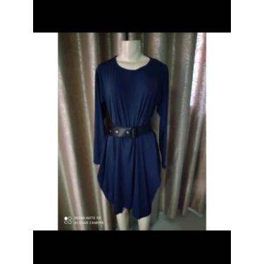 Imagem de Vestido mullet com manga  longa - Neide modas , Azul marinho, G