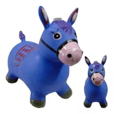 Imagem de Cavalinho Pula Pula, Upa Upa Grande, Com Musica e Luzes de Borracha Resistente (Azul)