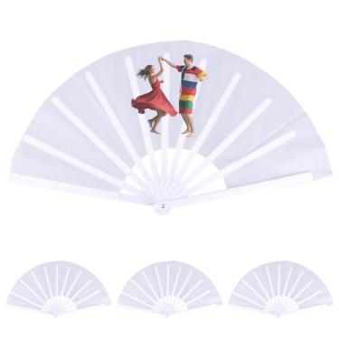 Imagem de lasuroa 4 Peças Leques Sublimação em Branco, Leques Mão Sublimação Plástico Grandes Leque Dobráveis DIY Impressão Por Transferência Calor para Dança Linha Casamento Preferência Disco Refrigerante