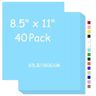 Imagem de Cartolina de 8,5 x 5,3 kg, azul claro, capa de 180 g/m² para impressora, papel de cartão de cópia para impressão, convites, etiquetas de presente, cartão de Natal (azul claro, 40 folhas)