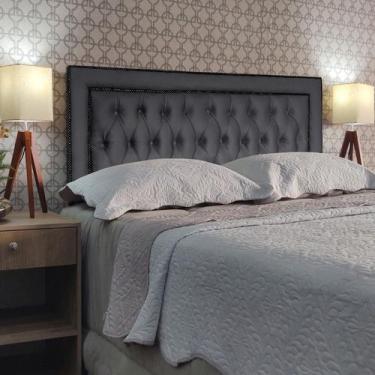 Imagem de Cabeceira King 195 Cama Box Sophia Capitonê Diamond 2 Cinza Suede Pain