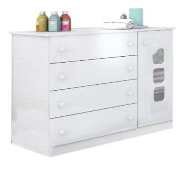 Imagem de Cômoda Sapateira 100% MDF Ana Lívia Branco 4 Gavetas para Quarto - Bel