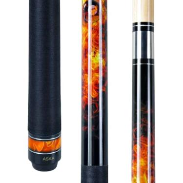 Imagem de ASKA Ring Series Bastão de taco de sinuca, extremidade e eixo de bordo, anéis, envoltório de linho irlandês, eixo de liberação rápida, ponta de 12,75 mm (bola de fogo, 540 g)