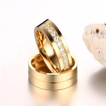 Imagem de Unidade Aliança Anel Titânio Feminina Banhado A Ouro18k - Euroimportad