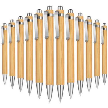 Imagem de Pen Outus Bamboo, esferográfica retrátil de madeira, tinta preta de 1 