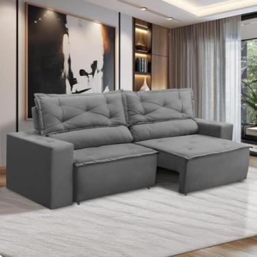 Imagem de Sofá Retrátil e Reclinável 2 lugares com Molas 1,50m Laura Suede Cinza