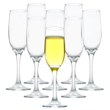 Imagem de Elegante conjunto de 8 taças de champanhe, taças de champanhe de vidro de haste longa para Mimosa, vinho cintilante, casamento, festa - 170 g, transparente