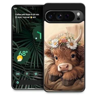 Imagem de WANKBLC Capa compatível com Google Pixel 9 Pro XL, proteção à prova de choque para homens mulheres antiderrapante para Google Pixel 9 Pro XL Crazy Pattern Brown Highland Cow Cute Sleeping