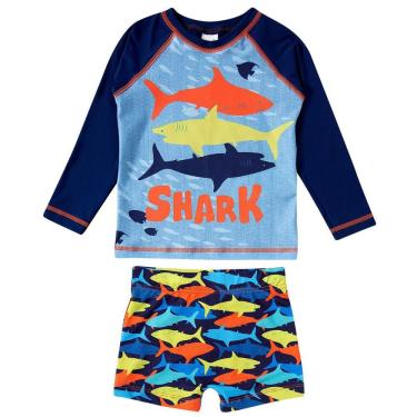Imagem de Conjunto Praia Infantil Proteção UV 50+ Tubarão Marinho Tip Top