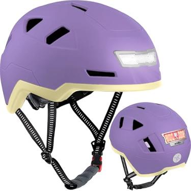 Imagem de XNITO Capacete de bicicleta com luzes LED – Capacete de bicicleta urbano para adultos, homens e mulheres – Certificado duplo CPSC e NTA-8776 – E-Bikes, Scooters, Onewheel, Montanha (lavanda, médio)