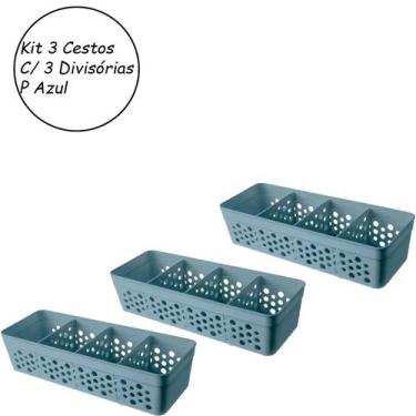 Imagem de Kit 3 Cestos Organizadores P Organização C/ 3 Divisórias - Usual Utili