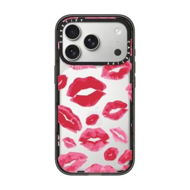 Imagem de CASETiFY Capa Impact para iPhone 17 Pro [fina/compatível com carregamento sem fio/2,5 m. Proteção contra quedas de grau militar 4X] - Batom Kisses - Preto transparente
