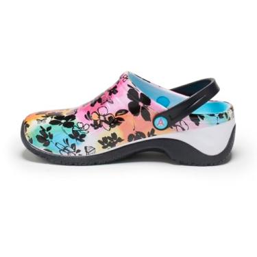 Imagem de Anywear Tamancos de amamentação Zone para mulheres e homens – Sapatos de trabalho leves antiderrapantes com amortecimento excepcional de EVA, palmilhas ventiladas, Arco-íris de jardim, 7 Women/5 Men