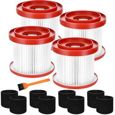 Imagem de Filtro de substituição 49-90-1900 para aspirador sem fio Milwaukee M18, 0780-20 0880-20 Filtros para aspirador Milwaukee M12 Wet Dry para Shop Vac 4 Filtros de espuma + 1 escova
