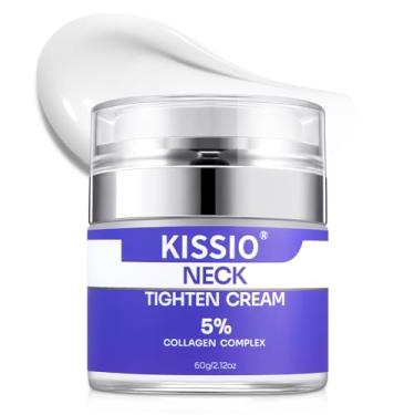 Imagem de KISSIO Creme para pescoço com 5% complexo de colágeno, creme de aperto de pescoço com peptídeos e aloe vera para firmar, levantar e hidratar, creme corporal, adequado para todos os tipos de pele, 60 g