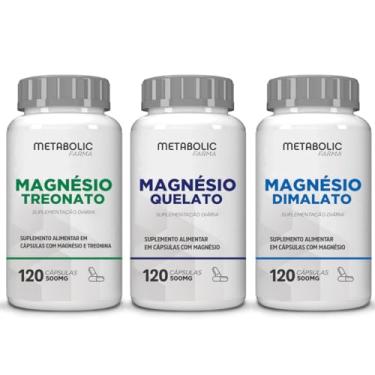 Imagem de Kit Magnesio Treonato + Dimalato + Quelato Bisglicinato 500Mg 120 Cápsulas - Metabolic Farma
