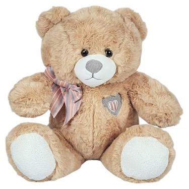 Imagem de Fizzy, Urso De Pelúcia Com Lacinho Bordado Coração 35cms - Marrom