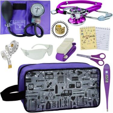 Imagem de Kit Academico Enfermagem Premium Preto Completo - Love Saude, ROXO TRA