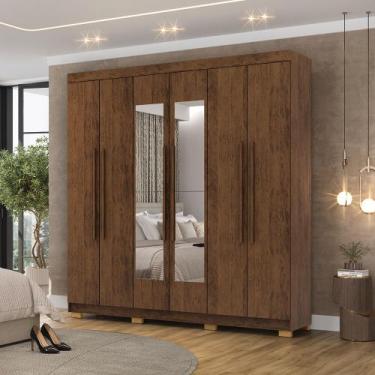 Imagem de Guarda Roupa Casal Doral 6 Portas de Bater 2 com Espelhos 2 Gavetas No