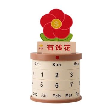 Imagem de shamjina Calendário perpétuo giratório com fundo antiderrapante em formato de vaso de plantas, calendário de mesa para aniversário de fazenda e lareira, Tem Dinheiro para Gastar