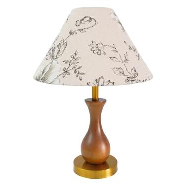 Imagem de Abajur de cabeceira Luminária de mesa decorativa retrô com flor peônia, cabeceira para quarto e sala estar