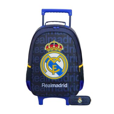 Imagem de Kit Escolar Mochila De Rodinha+Estojo Triplo Real Madrid