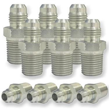 Imagem de 3/20.3 cm JIC macho x 3/20.3 cm NPT macho encaixe hidráulico, aço carbono SAE 37°Flare, adaptador de tubulação, conector de união reta, pacote com 10