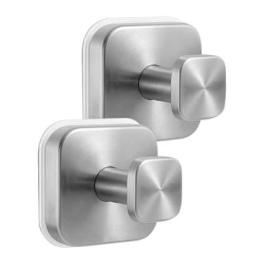 Imagem de IEUDNS 2 peças ganchos com ventosa ganchos para guirlandas fáceis de instalar decorativos de aço inoxidável à prova de ferrugem para sala de estar quarto, Prata