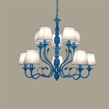 Imagem de Lâmpada Pendente Candelabro Americano Simples Com LED: Modelo Com Personalidade E Criatividade, Adequado Para Sala De Estar, Restaurante, Quarto, Estudo, Villa, Hotel (A luz azul B 10)