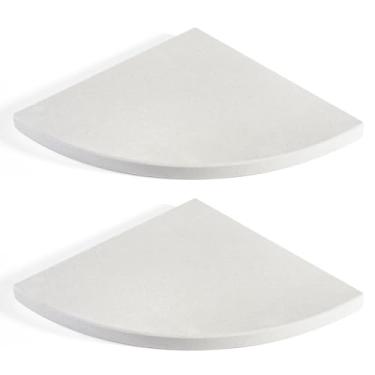 Imagem de Koville 2 prateleiras de chuveiro de canto de mármore branco montadas na parede para banheiro, prateleiras de canto de mármore polido de 25 cm para banho, suporte de chuveiro de canto de pedra