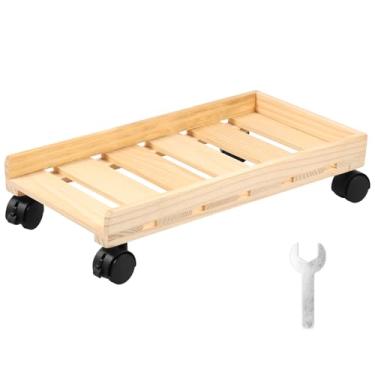 Imagem de Suporte ajustável para CPU móvel, carrinho de torre de computador com rodas, carrinho de madeira para computador, suporte ventilado para PC, suporte de CPU sob a mesa, elevador de computador para