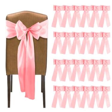 Imagem de DJAPWPX 25 faixas de cetim para cadeira, laços elegantes de cetim para cadeira, laços decorativos para cadeira, faixas de cadeira minimalistas, laços de cadeira suaves para banquete, eventos, festas