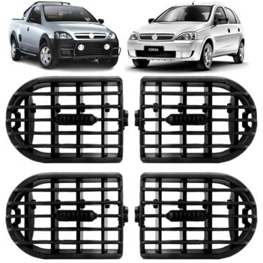 Imagem de Kit 4 Telas Grades Difusor de Ar Corsa Novo Hatch Sedan e Montana Todos de 2002 a 2012 jogo Central e Lateral Difusores saida de ventilação no painel