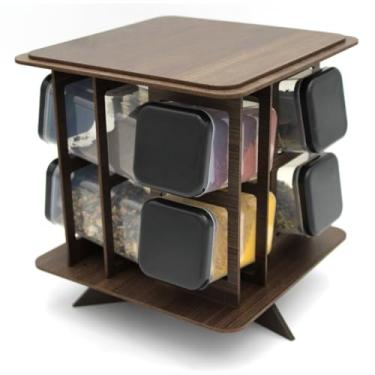 Imagem de Porta Temperos MDF Pintado para Mesa com Potes para Condimentos e Mantimentos 8 potes 180 ml