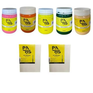 Imagem de Kit Jardim Mágico 250ml 5 Tintas + 2 Telas para pintura 15x20 - Paris