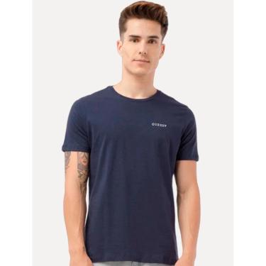 Imagem de Camiseta Guess Masculina Light Small Silk Logo Azul Marinho-Masculino