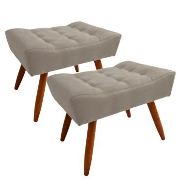 Imagem de Kit 2 Puffs pés Palito Requinte retangular, sala, recepção, decoração Castor Ws