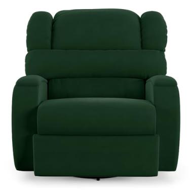 Imagem de Poltrona do Papai Sala de Cinema Reclinável Manchester Glider Manual Giratória Veludo Verde Esmeralda G23