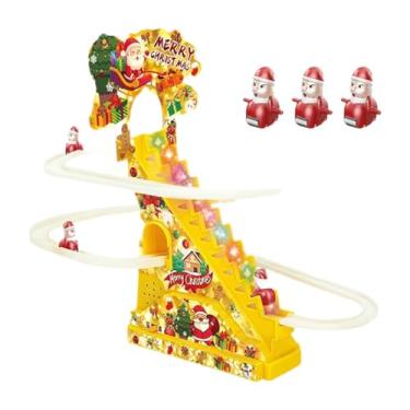 Imagem de menolana Pista de escalada do Papai Noel, escada de escalada do Papai Noel, enfeite de mesa educacional, decoração lúdica para casa, conjunto de brinquedos, 6 Figuras Elétricas