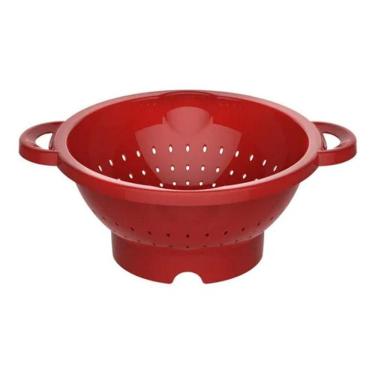 Imagem de Escorredor De Massas Vermelho Com Alça Macarrão E Legumes