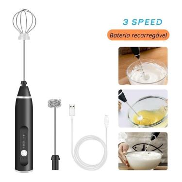 Imagem de Mixer Misturador 3 Velocidades Bateria Recarregável - Preto