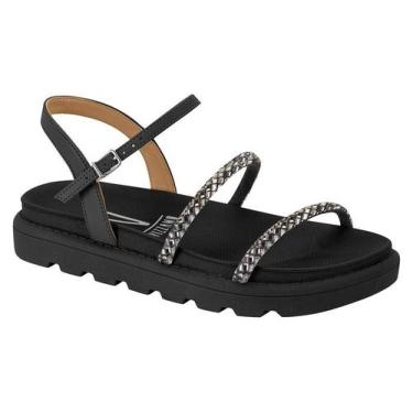 Imagem de Sandália Rasteira Papete Feminina Strass Brilho Flat Tratorada Confort