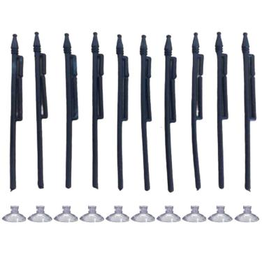 Imagem de Kit 10 Mini Haste Suporte Preto P/Bandeira Brasil C/Ventosa