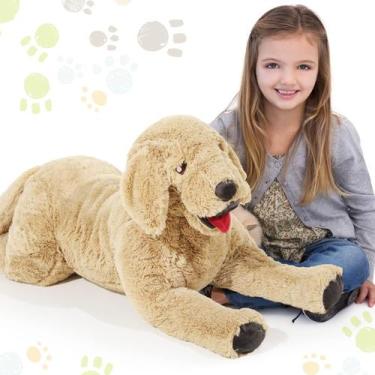 Imagem de Bicho de pelúcia Geosar Dog Labrador Fluffy Plush 70 cm dourado