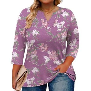 Imagem de Blusa túnica Romanstii com estampa floral manga 3/4 plus size 3GG